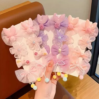 Flower Bow Cute Hair Clips Set (10 pcs)